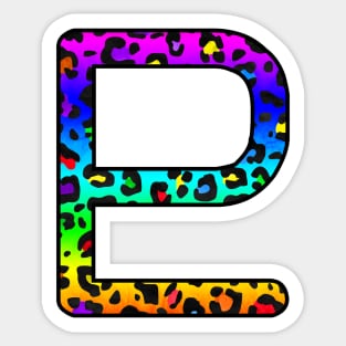 Pluto Planet Symbol in Dark Rainbow Leopard Print Sticker